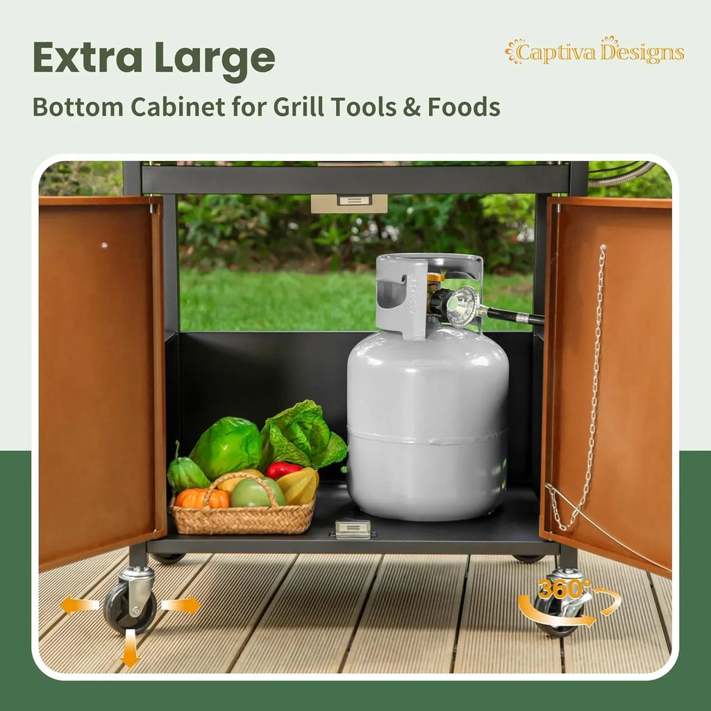 Burner Propane Gas BBQ Grill with Side Burner & Porcelain-Enameled Cast Iron Grates, 42,000 BTU Output Stainless Steel Grill for Outdoor Cooking Kitchen and Patio Backyard Barbecue-Captiva