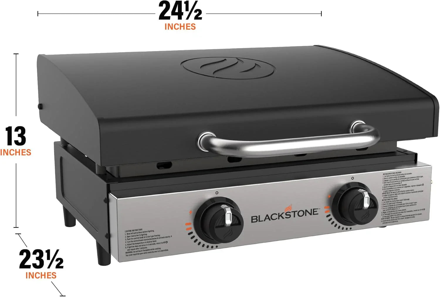 Blackstone 1666 22” Tabletop Griddle with Stainless Steel Faceplate, Powder Coated Steel, Black