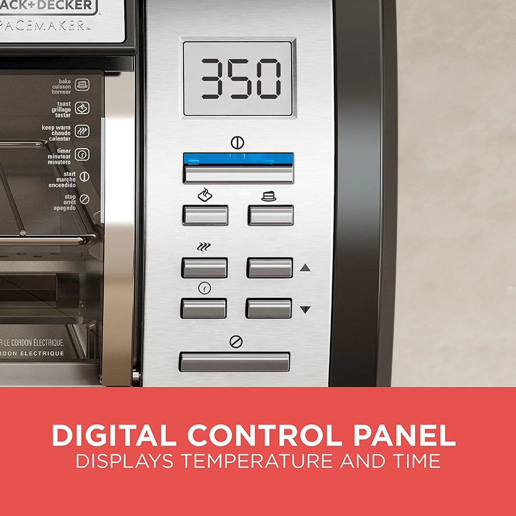BLACK DECKER SpaceMaker Under Counter Toaster Oven, Digital Controls, Black/Stainless Steel, Fits 9�测�� Pizza or 4 Slices