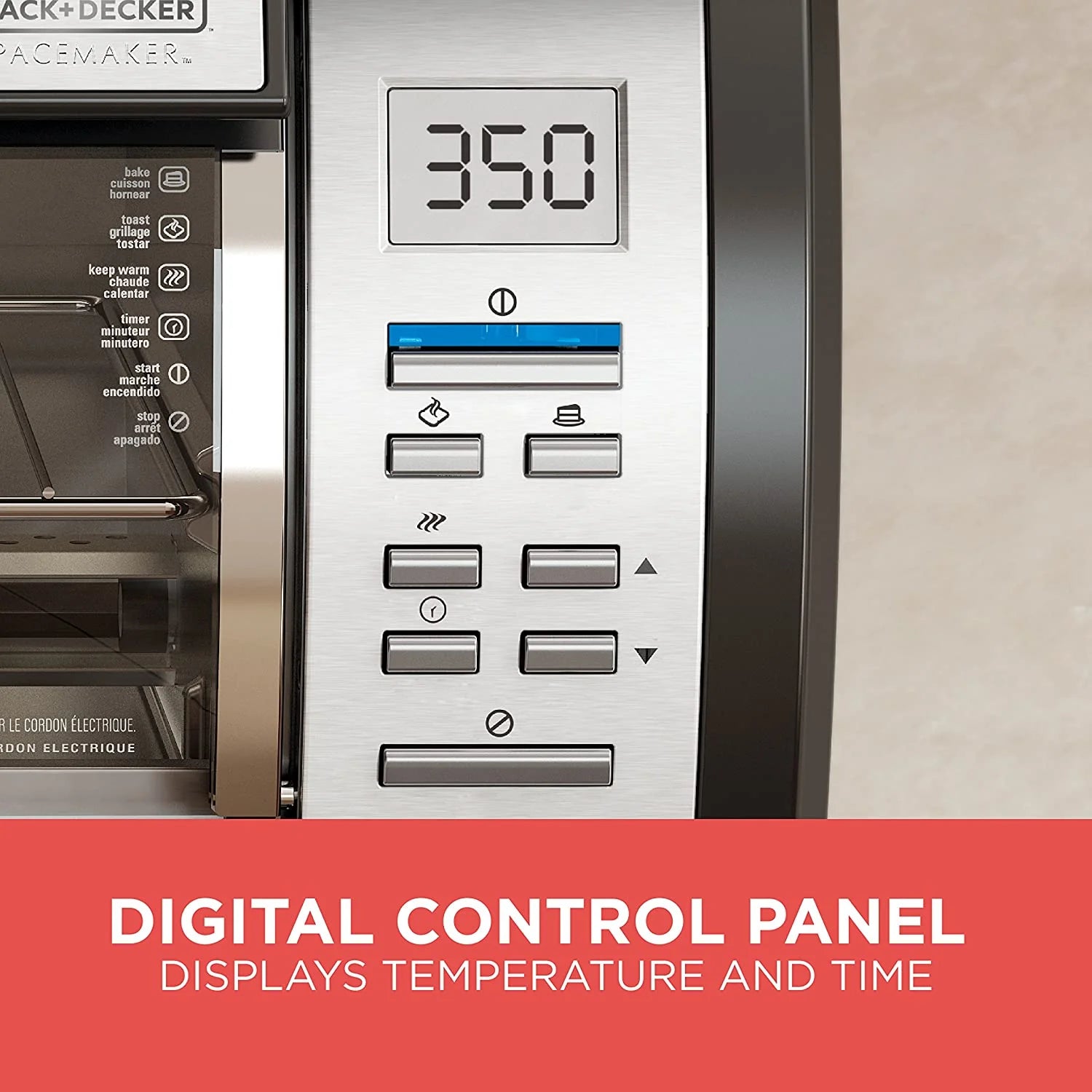 BLACK DECKER SpaceMaker Under Counter Toaster Oven, Digital Controls, Black/Stainless Steel, Fits 9�测�� Pizza or 4 Slices
