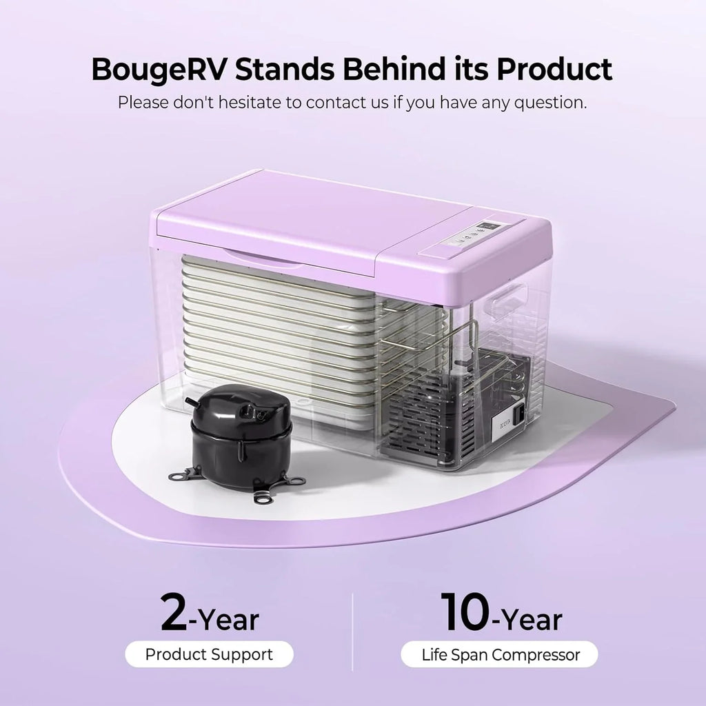 BougeRV 12 Volt Refrigerator 12V Car Fridge 23 Quart Portable Freezer Compressor Cooler 12/24V DC 110~240 Volt AC for Truck Van RV Camper SUV Travel Camping Road Trips Tailgating -7℉~50℉