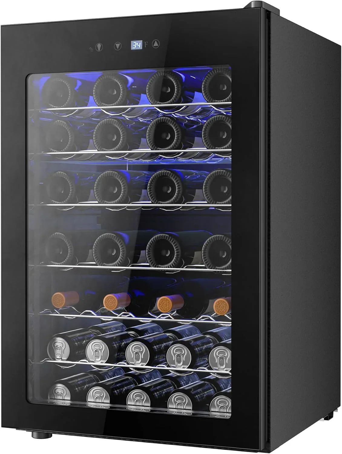 Beverage Refrigerator Cooler - 126 Can Mini Fridge with Glass Door for Soda Beer or Wine, Beverage Cooler for Home, Office, Bar with Adjustable Removable Shelves, Silver