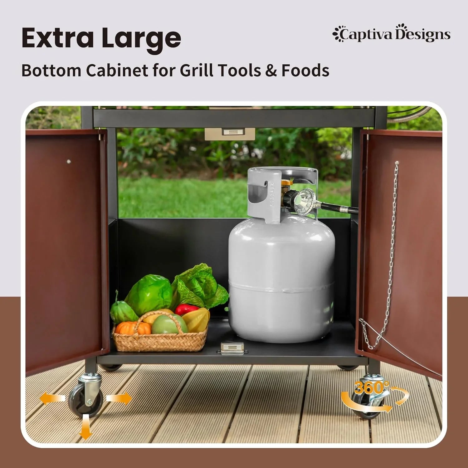 Burner Propane Gas BBQ Grill with Side Burner & Porcelain-Enameled Cast Iron Grates, 42,000 BTU Output Stainless Steel Grill for Outdoor Cooking Kitchen and Patio Backyard Barbecue-Captiva