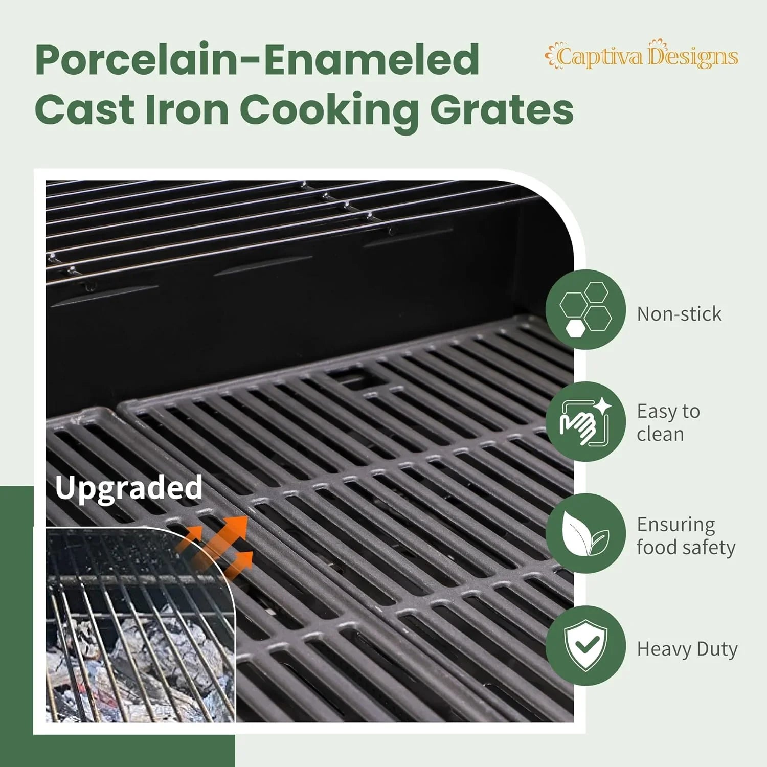 Burner Propane Gas BBQ Grill with Side Burner & Porcelain-Enameled Cast Iron Grates, 42,000 BTU Output Stainless Steel Grill for Outdoor Cooking Kitchen and Patio Backyard Barbecue-Captiva