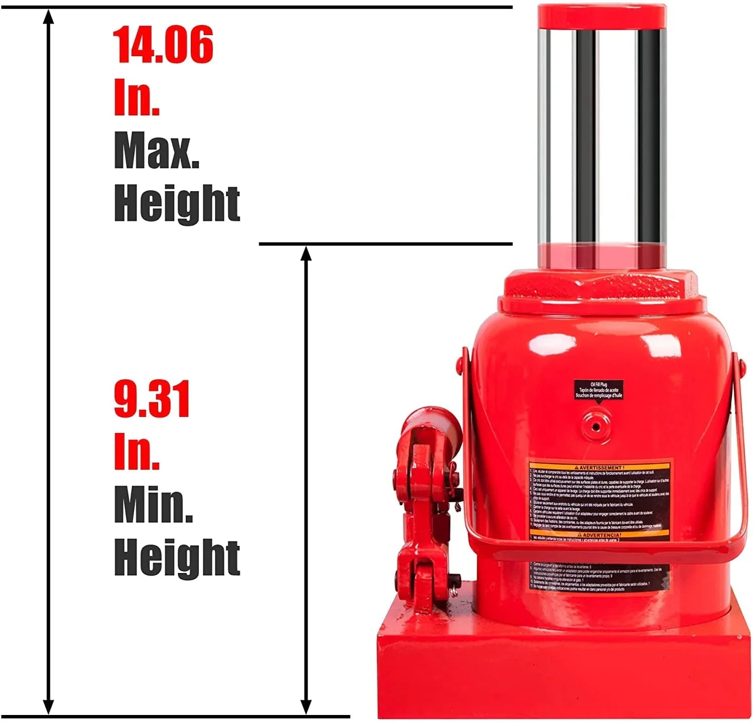 BIG RED 50 Ton Low Profile Hydraulic Bottle Jack – Welded Construction for Automotive & Heavy Lifting