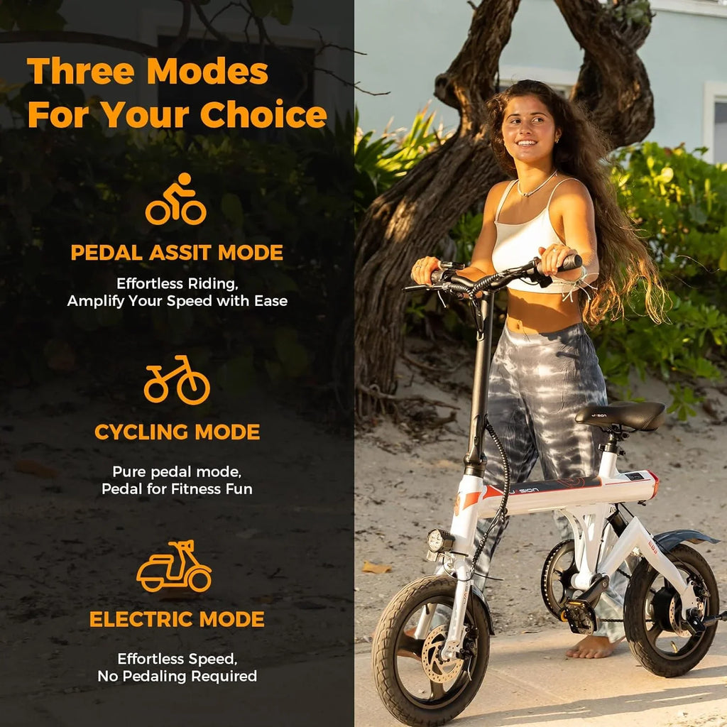 EB3 Electric Bike Adults 21mph, 500W Peak Motor, 270Wh Battery, Rear Suspension, 3 Levels Assist, 14" Folding Ebike for Adults and Teens, Complies to UL2849