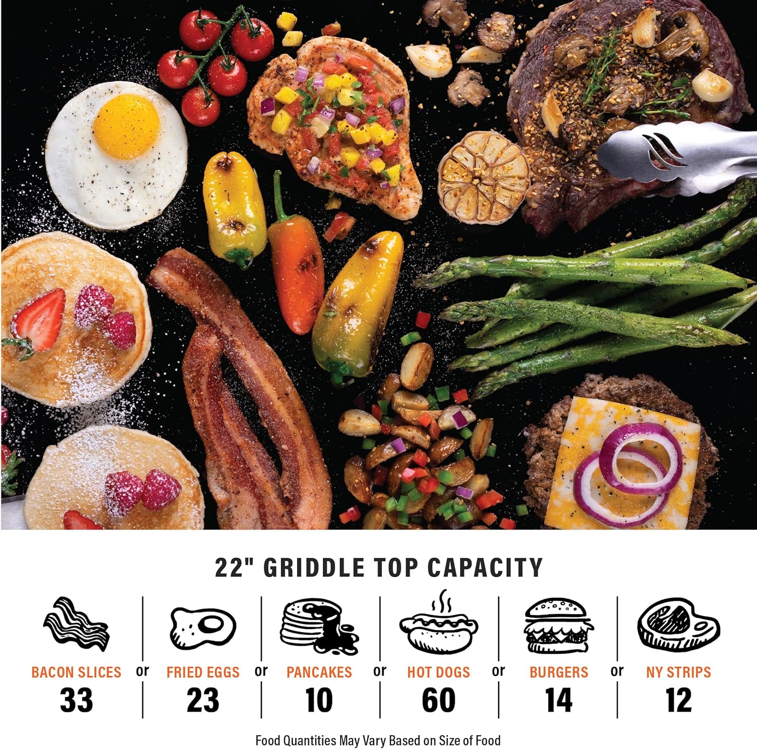 Blackstone 1666 22” Tabletop Griddle with Stainless Steel Faceplate, Powder Coated Steel, Black