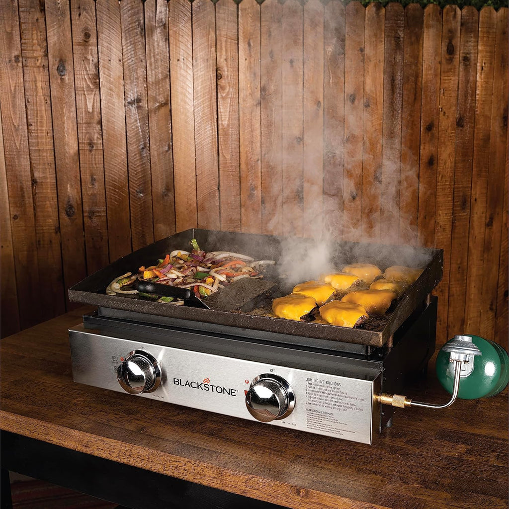 Blackstone 1666 22” Tabletop Griddle with Stainless Steel Faceplate, Powder Coated Steel, Black