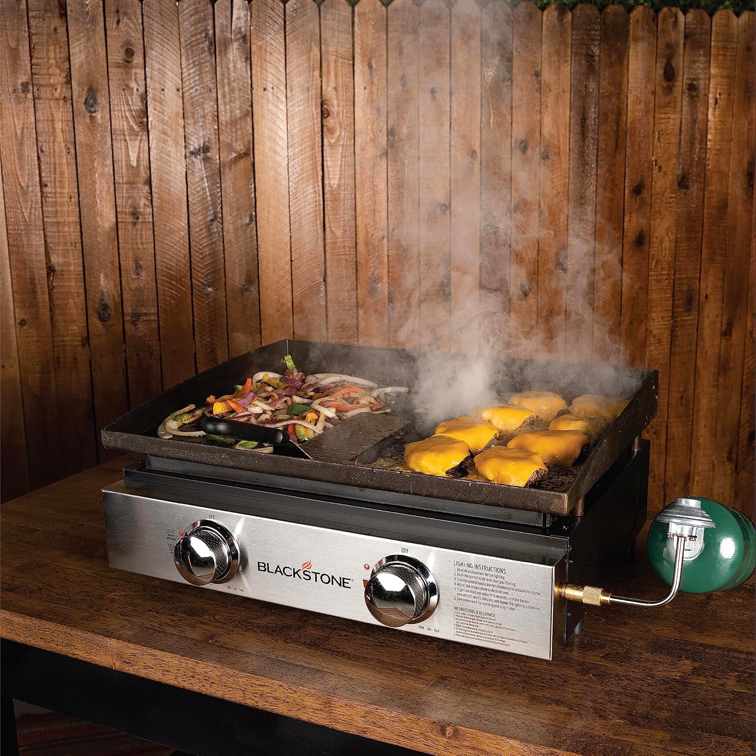 Blackstone 1666 22” Tabletop Griddle with Stainless Steel Faceplate, Powder Coated Steel, Black