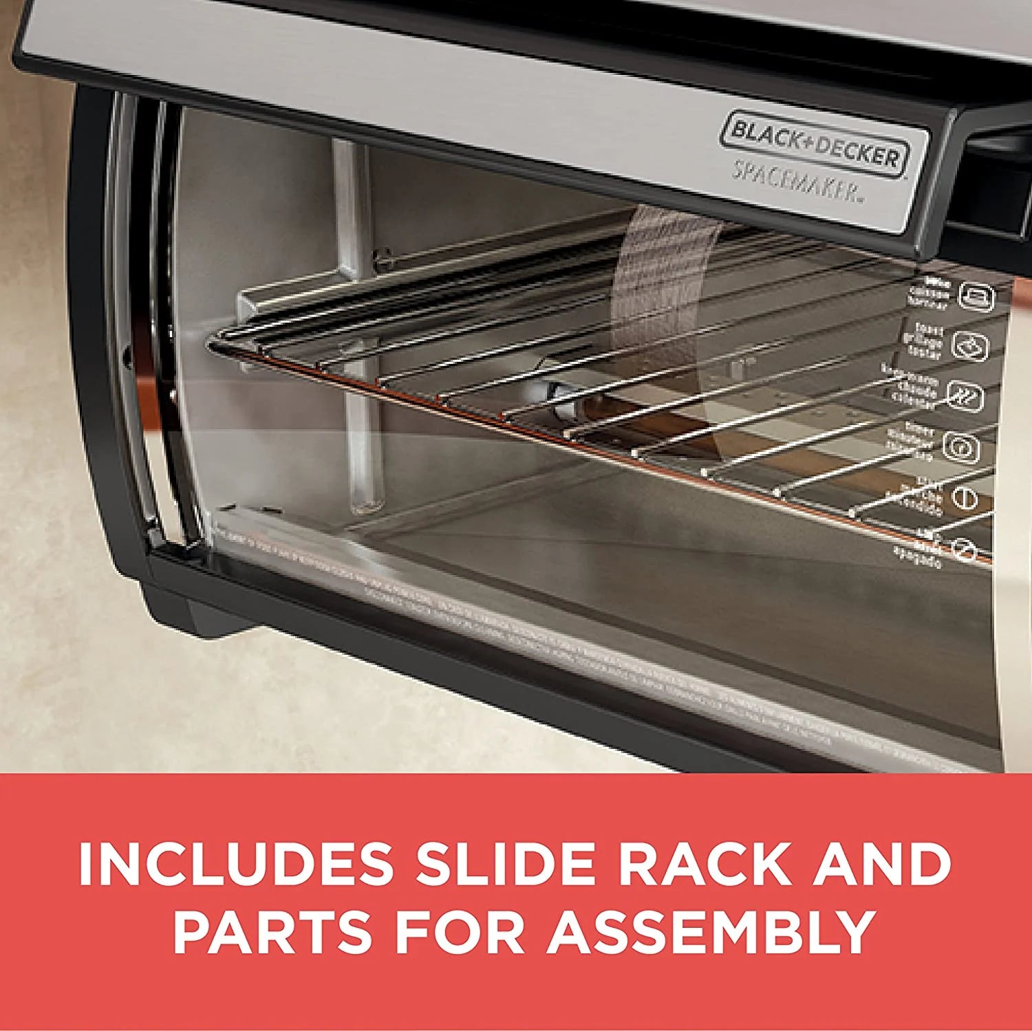 BLACK DECKER SpaceMaker Under Counter Toaster Oven, Digital Controls, Black/Stainless Steel, Fits 9�测�� Pizza or 4 Slices