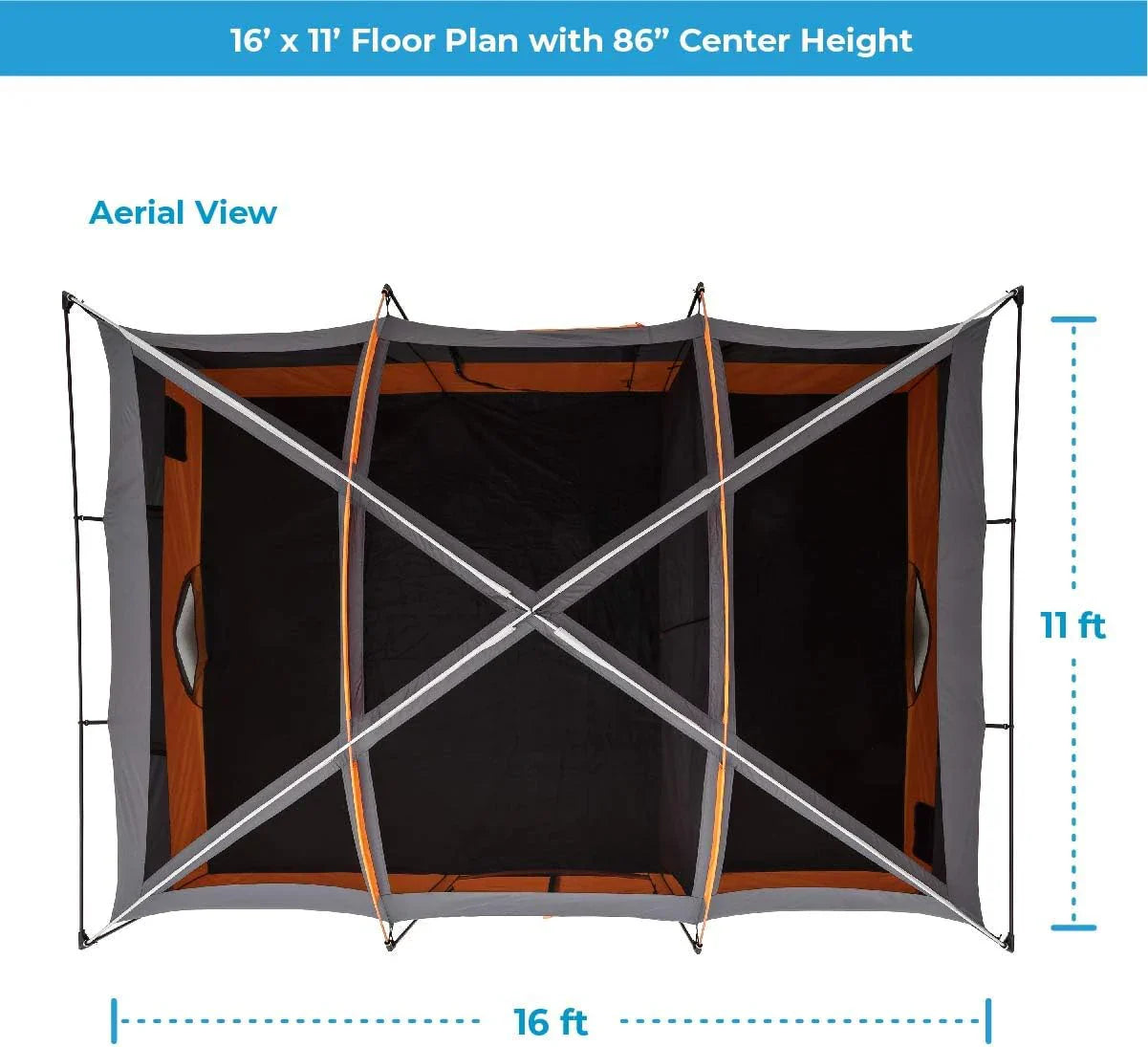 CORE Straight Wall Cabin Tents | 10 Person / 11 Person / 12 Person Large Multi Room Family Tents for Car Camping & Outdoor Adventures