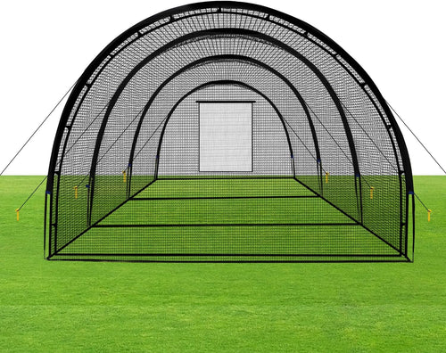 Baseball Batting Cage Net Batting Cages for Backyard Portable Baseball and Softball Batting Cages with Pitching Machine Hole and Detachable Door for Backyard Outdoor Hitting Practice