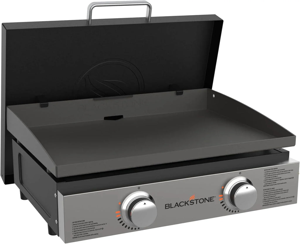 Blackstone 1666 22” Tabletop Griddle with Stainless Steel Faceplate, Powder Coated Steel, Black