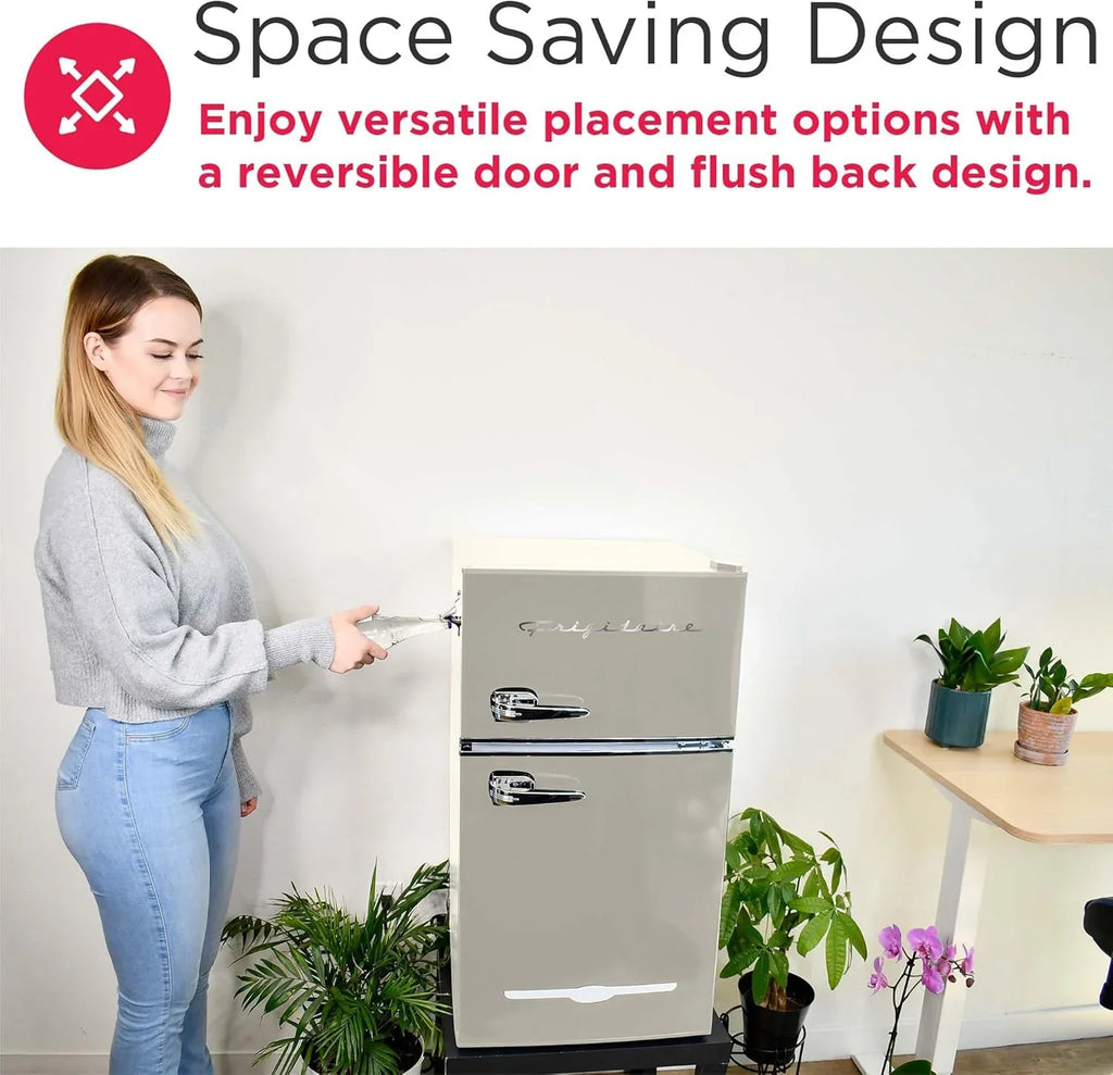 Frigidaire Retro Mini Fridge with Freezer & Side Bottle Opener-Small 2 Door Refrigerator for Office Bar or College Dorm Room-3.1 Cu Ft – 19”"D x 20.5" W x 33.5" H