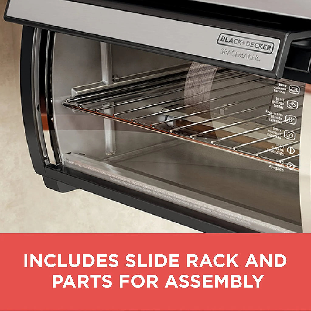 BLACK+DECKER SpaceMaker Under-Counter Toaster Oven, Digital Controls, Black/Stainless Steel, Fits 9�测�� Pizza, TROS1000D