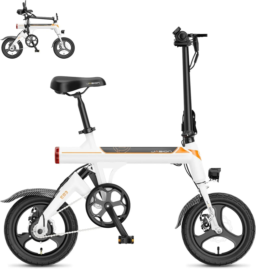 EB3 Electric Bike Adults 21mph, 500W Peak Motor, 270Wh Battery, Rear Suspension, 3 Levels Assist, 14" Folding Ebike for Adults and Teens, Complies to UL2849