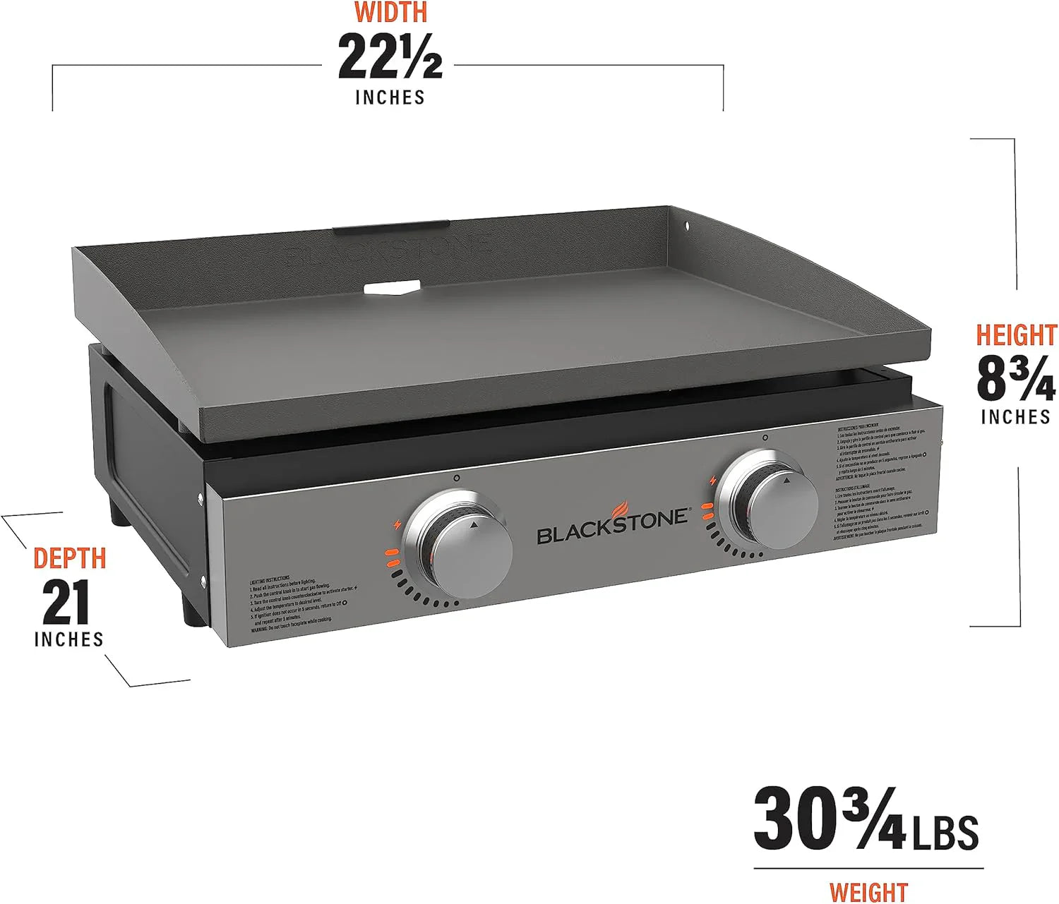 Blackstone 1666 22” Tabletop Griddle with Stainless Steel Faceplate, Powder Coated Steel, Black
