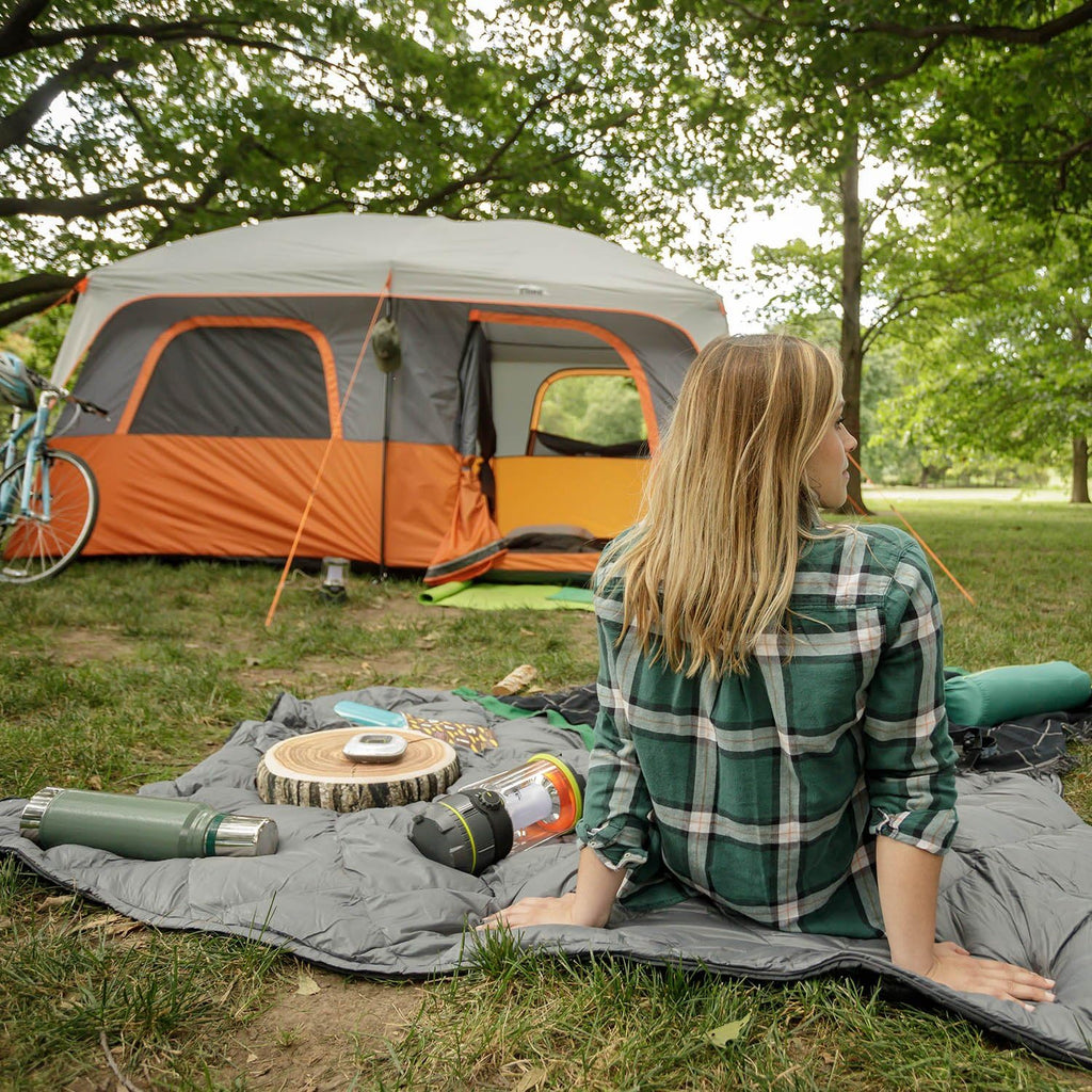 CORE Straight Wall Cabin Tents | 10 Person / 11 Person / 12 Person Large Multi Room Family Tents for Car Camping & Outdoor Adventures