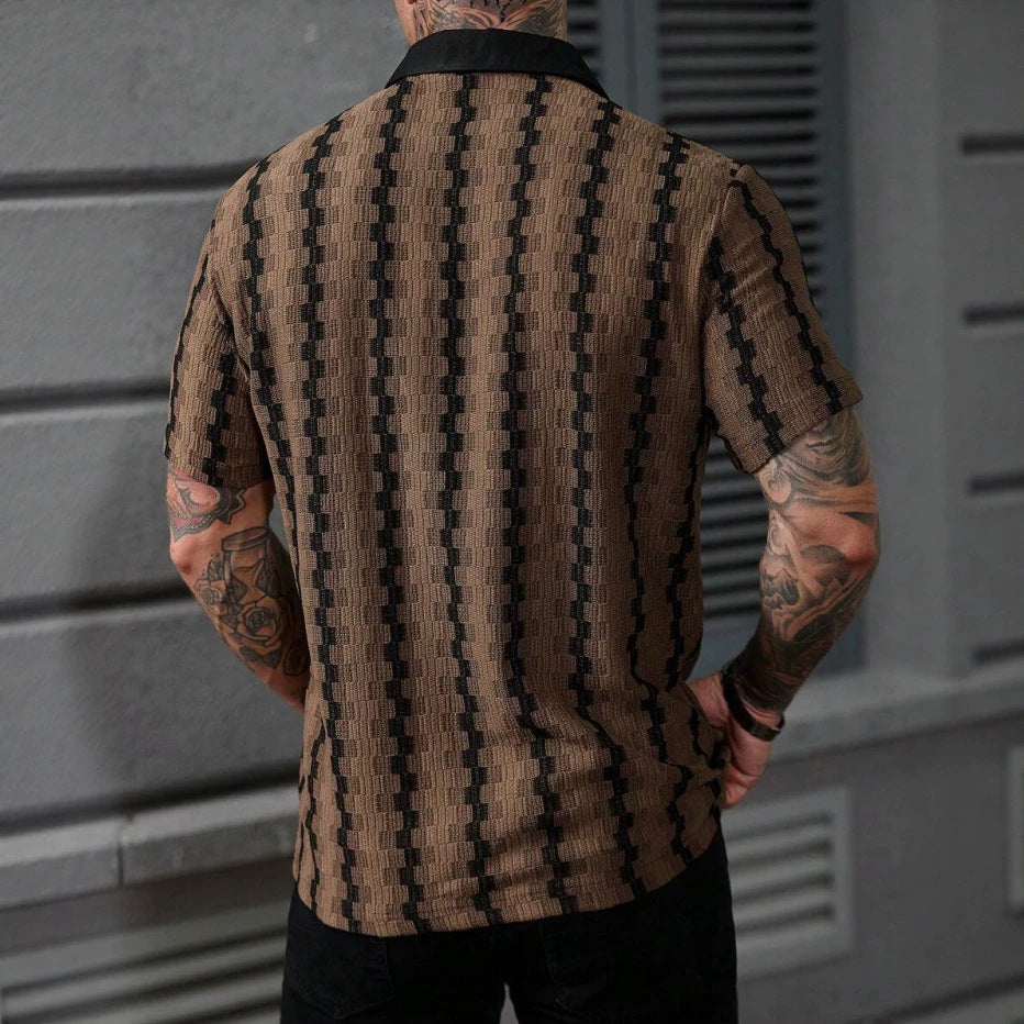 Men's Checkered Knit Short Sleeve Shirt - Green