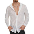 Men's Lace Mesh Long Sleeve Shirt - White