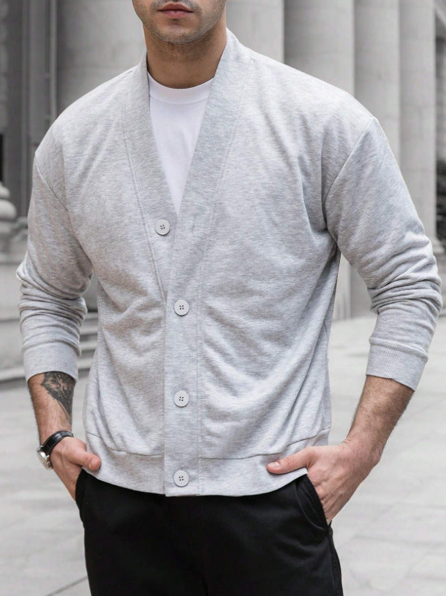 Men's Solid Color Single-Breasted Casual Jacket