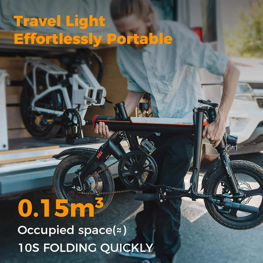 EB3 Electric Bike Adults 21mph, 500W Peak Motor, 270Wh Battery, Rear Suspension, 3 Levels Assist, 14" Folding Ebike for Adults and Teens, Complies to UL2849