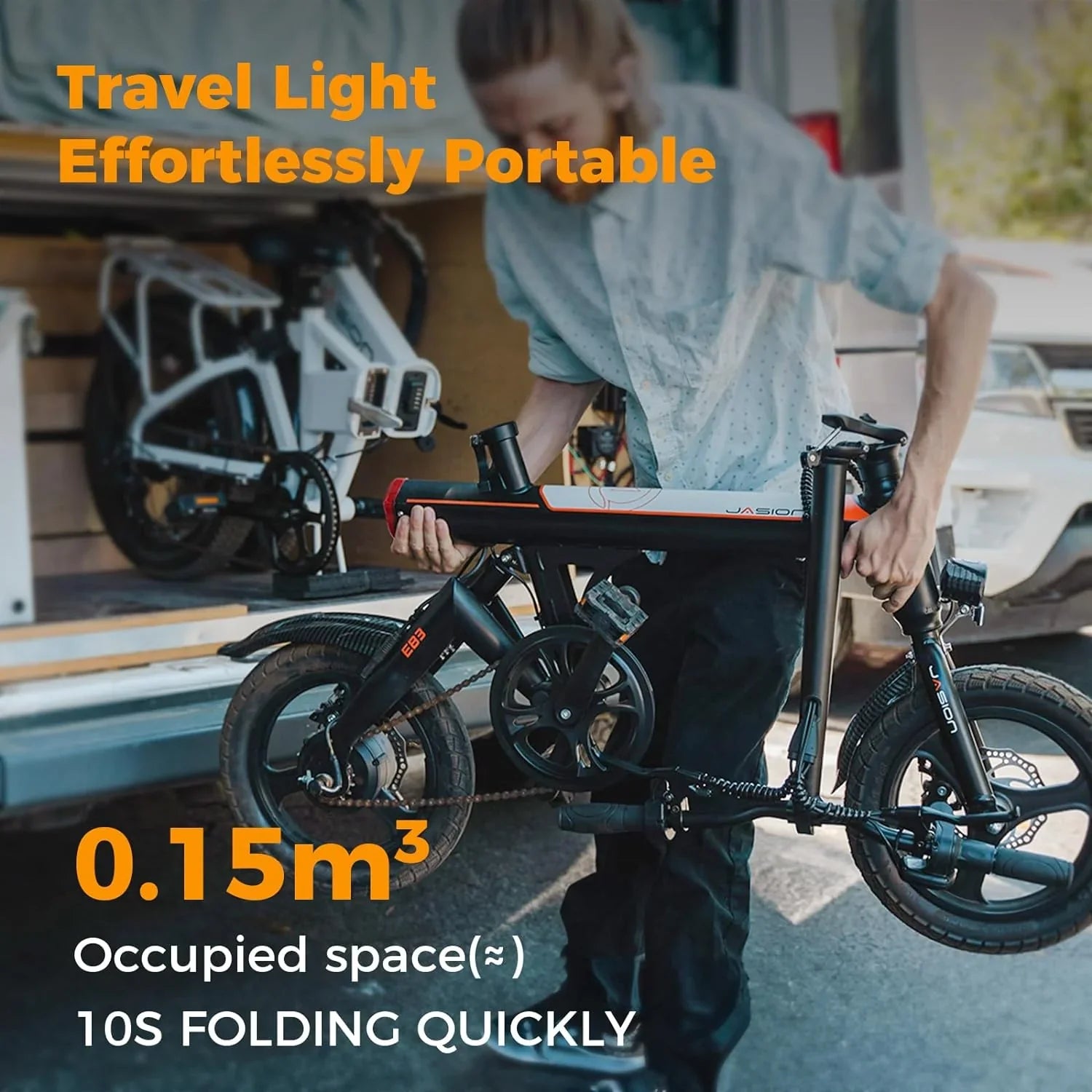 EB3 Electric Bike Adults 21mph, 500W Peak Motor, 270Wh Battery, Rear Suspension, 3 Levels Assist, 14" Folding Ebike for Adults and Teens, Complies to UL2849