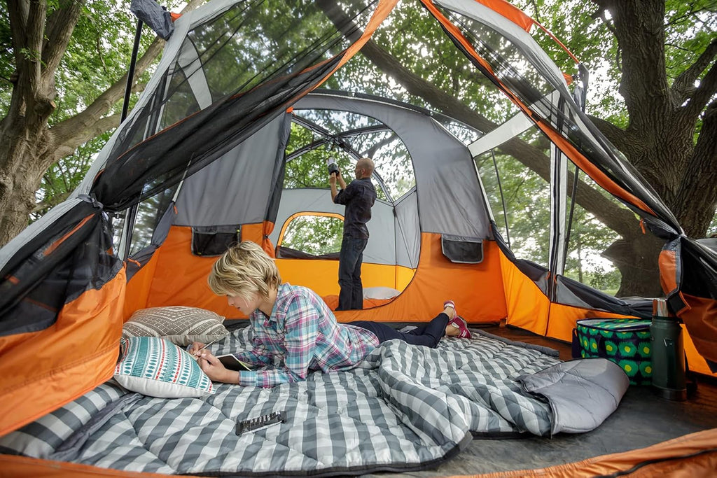 CORE Straight Wall Cabin Tents | 10 Person / 11 Person / 12 Person Large Multi Room Family Tents for Car Camping & Outdoor Adventures
