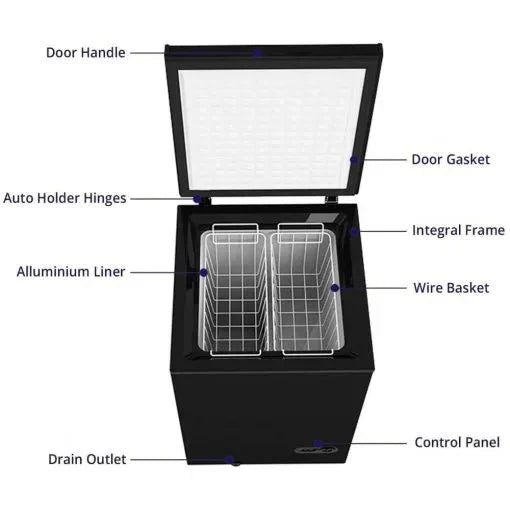 Chest Freezer – 3.5 Cu Ft with 2 Removable Baskets – Reach In Freezer Chest – Quiet Compact Freezer – 7 Temperature Settings – Black