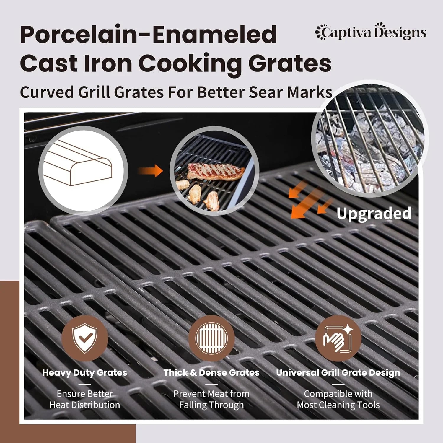 Burner Propane Gas BBQ Grill with Side Burner & Porcelain-Enameled Cast Iron Grates, 42,000 BTU Output Stainless Steel Grill for Outdoor Cooking Kitchen and Patio Backyard Barbecue-Captiva