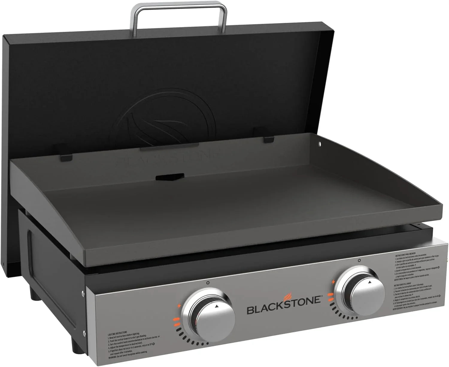 Blackstone 1666 22” Tabletop Griddle with Stainless Steel Faceplate, Powder Coated Steel, Black