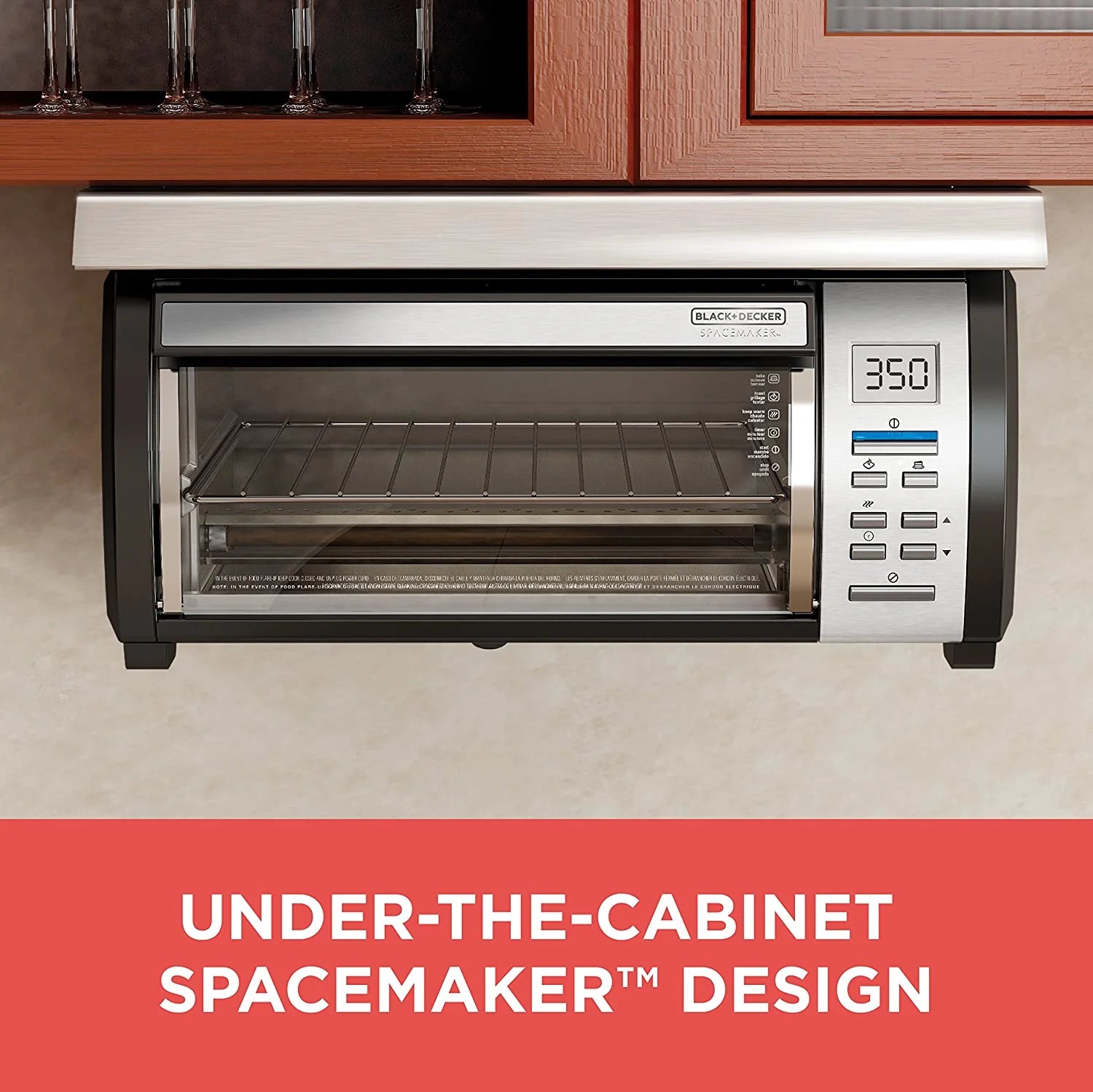 BLACK+DECKER SpaceMaker Under-Counter Toaster Oven, Digital Controls, Black/Stainless Steel, Fits 9�测�� Pizza, TROS1000D