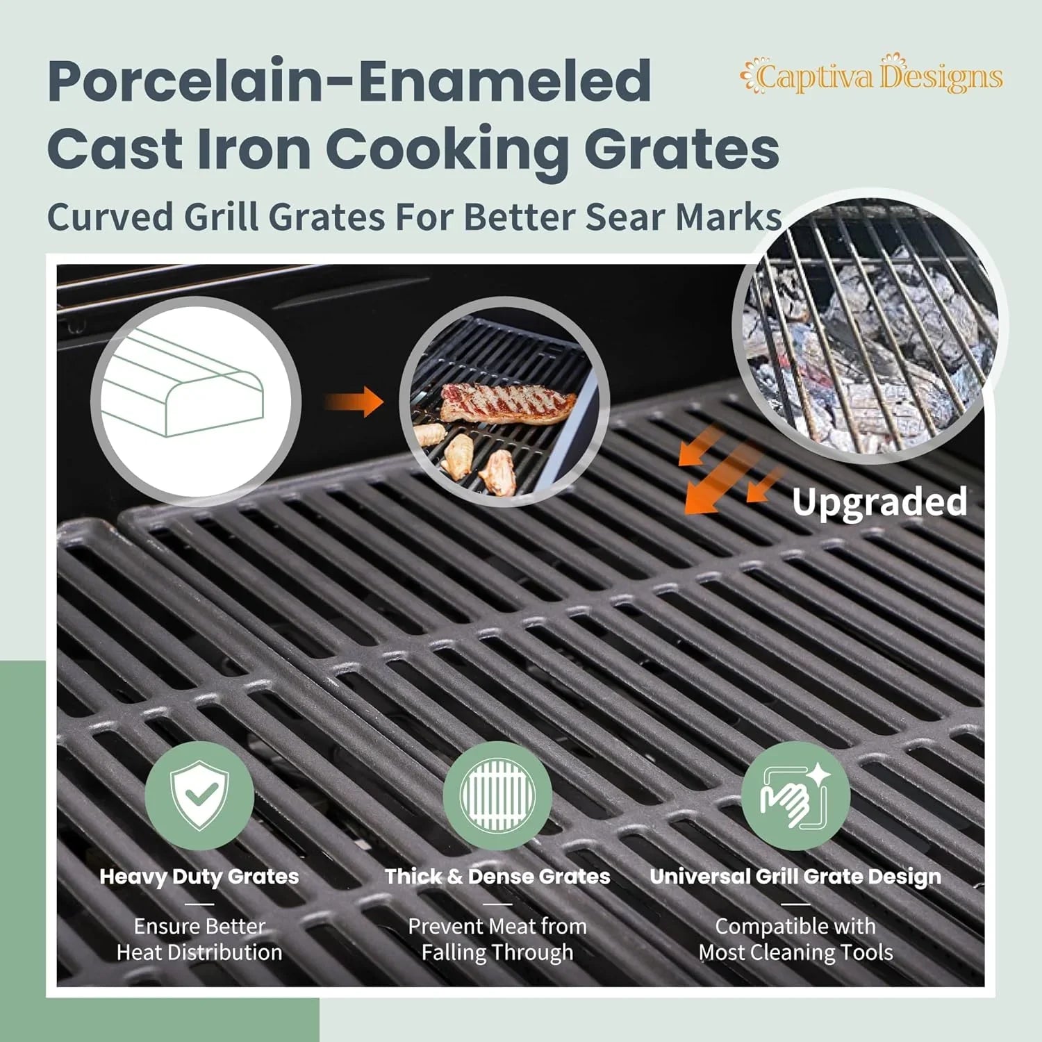 Burner Propane Gas BBQ Grill with Side Burner & Porcelain-Enameled Cast Iron Grates, 42,000 BTU Output Stainless Steel Grill for Outdoor Cooking Kitchen and Patio Backyard Barbecue-Captiva