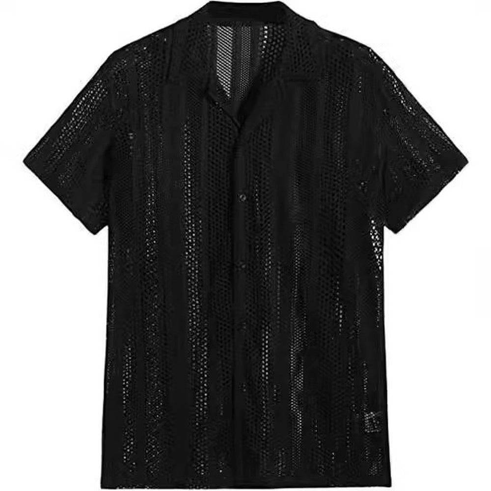 Men's Openwork Knit Short Sleeve Shirt