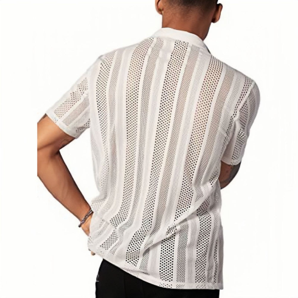 Men's Openwork Knit Short Sleeve Shirt