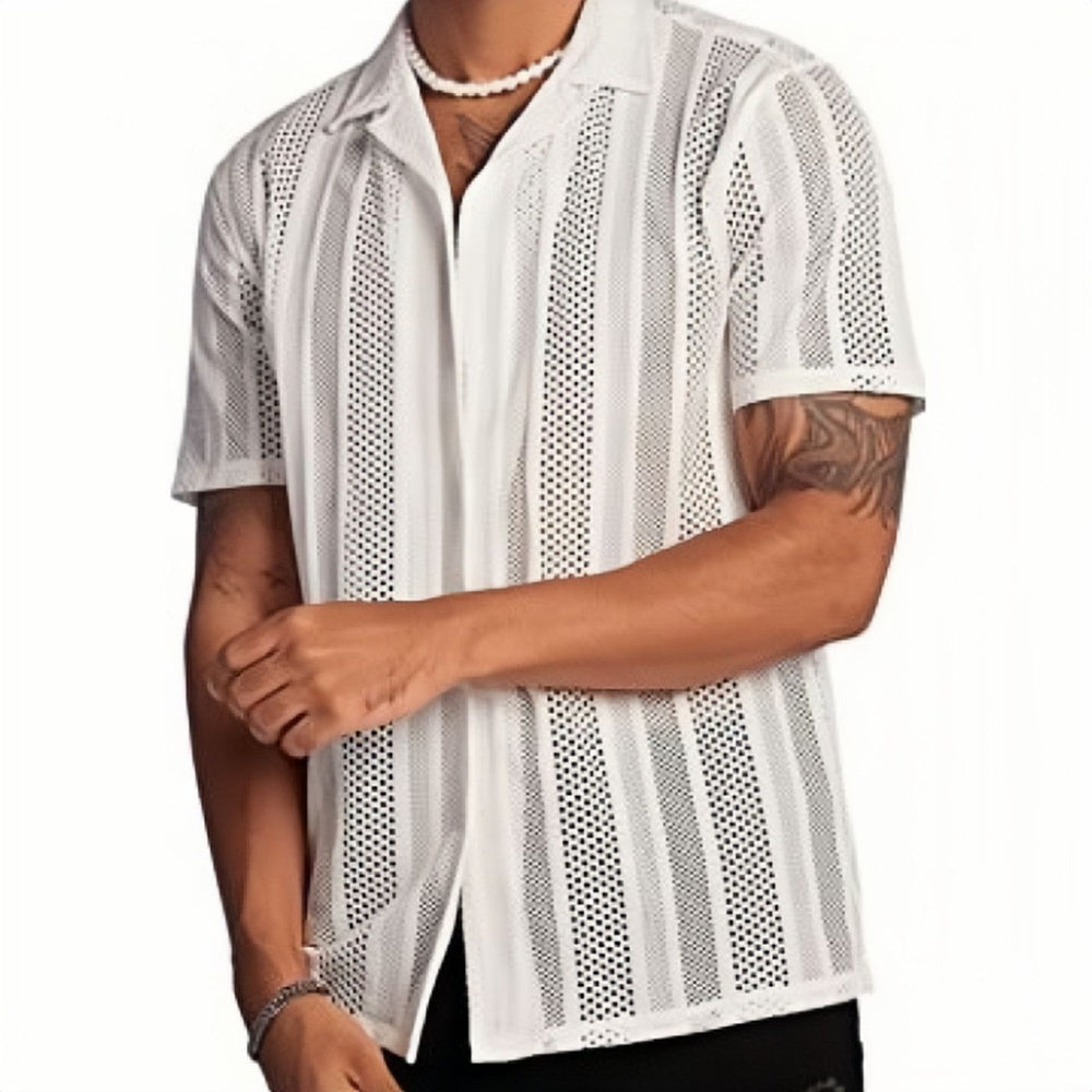 Men's Openwork Knit Short Sleeve Shirt