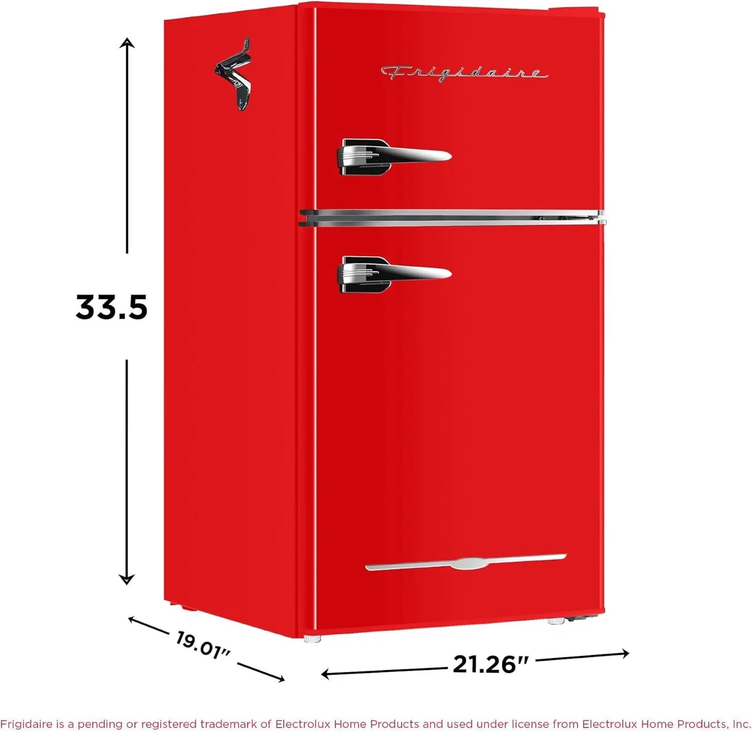 Frigidaire Retro Mini Fridge with Freezer & Side Bottle Opener-Small 2 Door Refrigerator for Office Bar or College Dorm Room-3.1 Cu Ft – 19”"D x 20.5" W x 33.5" H