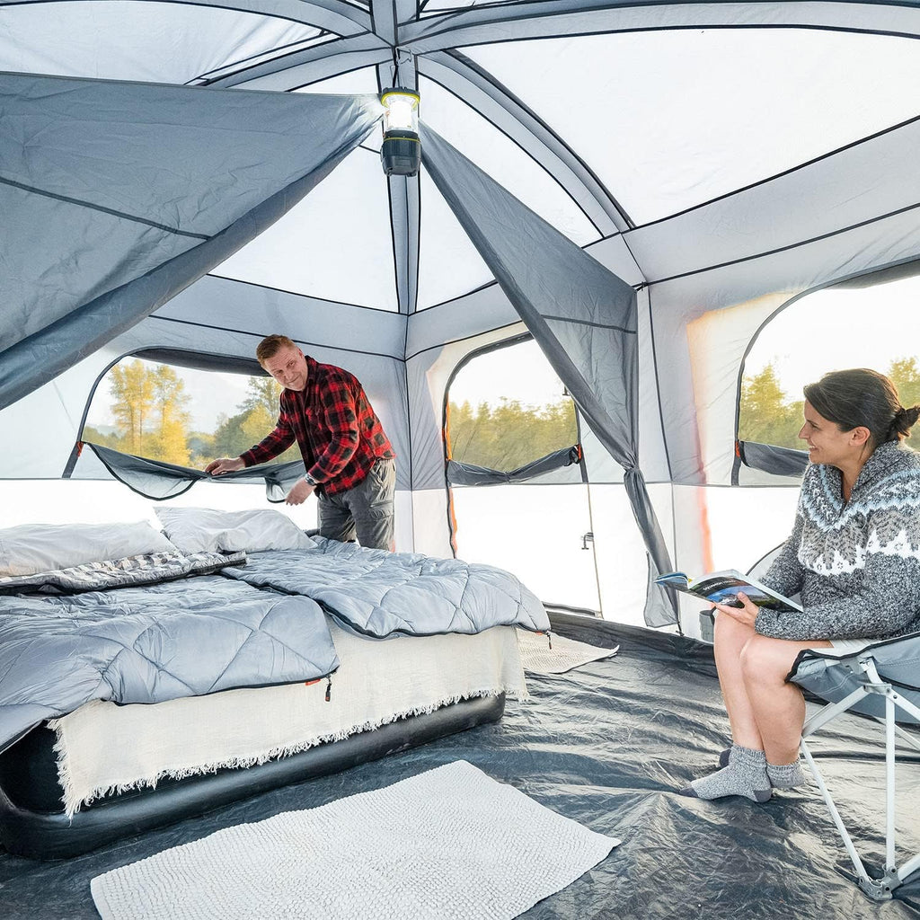 CORE Straight Wall Cabin Tents | 10 Person / 11 Person / 12 Person Large Multi Room Family Tents for Car Camping & Outdoor Adventures
