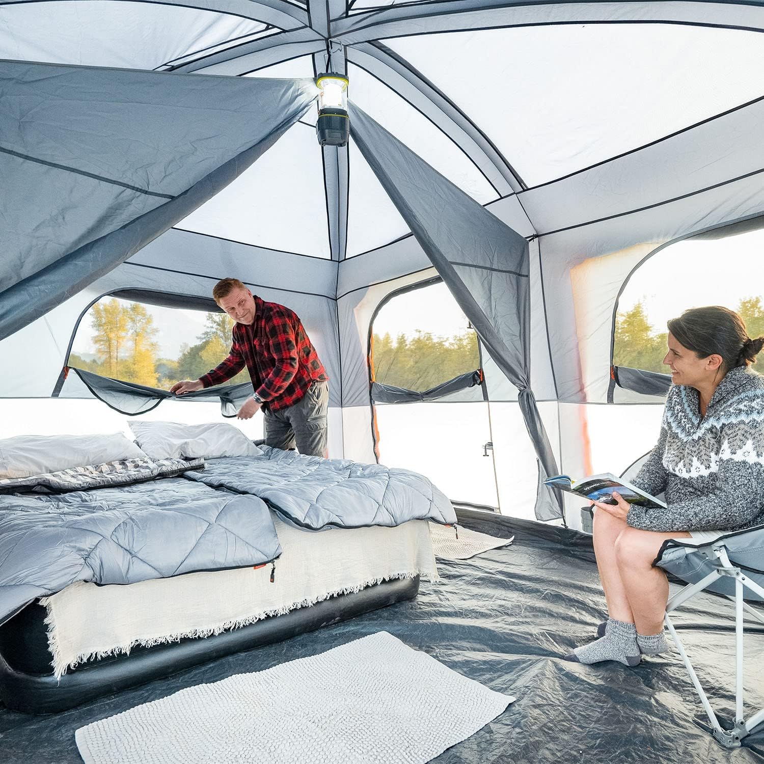 CORE Straight Wall Cabin Tents | 10 Person / 11 Person / 12 Person Large Multi Room Family Tents for Car Camping & Outdoor Adventures