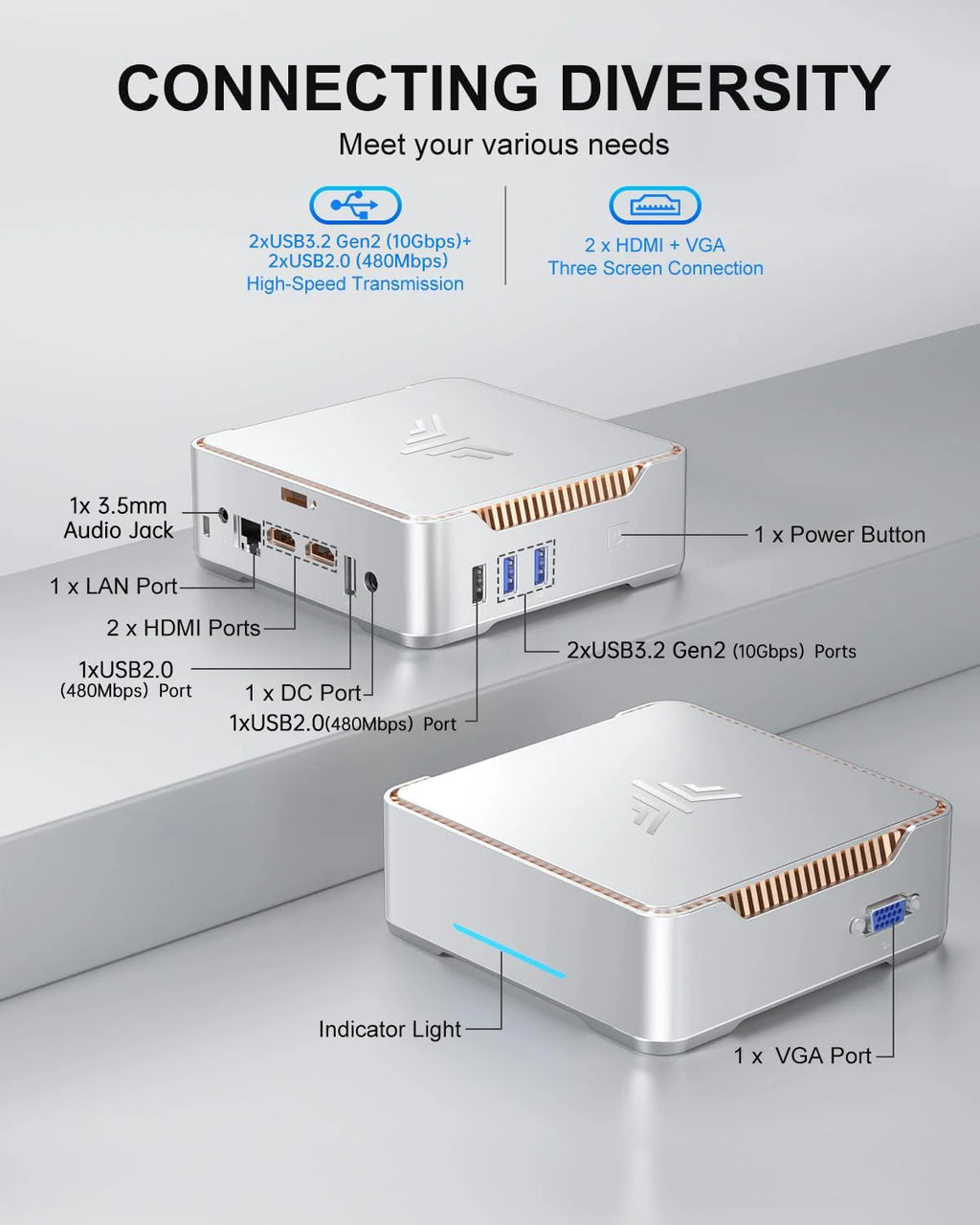 KAMRUI GK3Plus Mini PC, 16GB RAM 512GB M.2 SSD Mini Computers