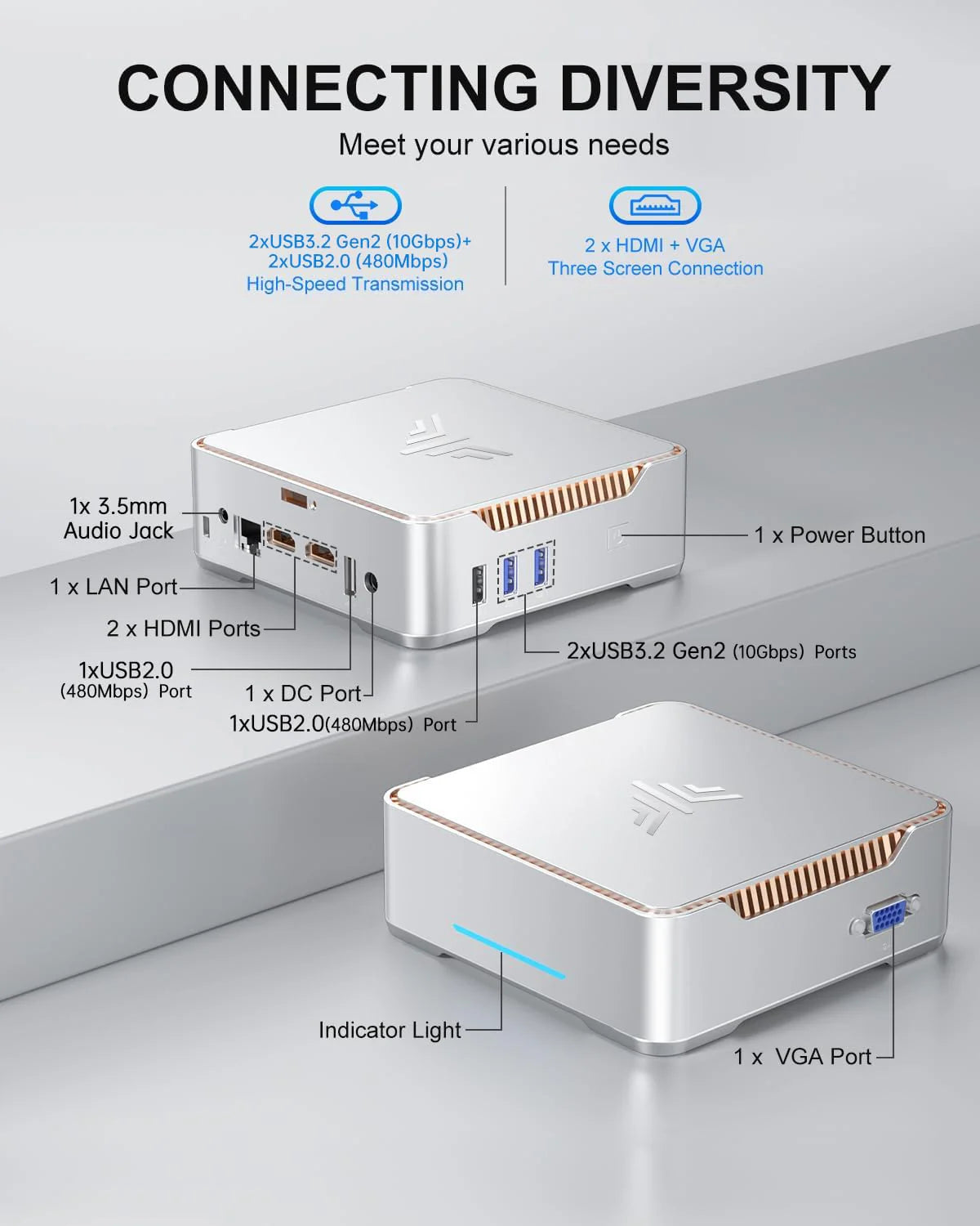 KAMRUI GK3Plus Mini PC, 16GB RAM 512GB M.2 SSD Mini Computers